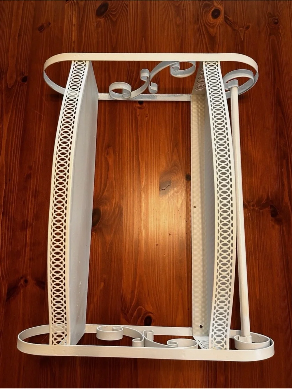 Vintage MCM White Metal Shelf With Towel Bar